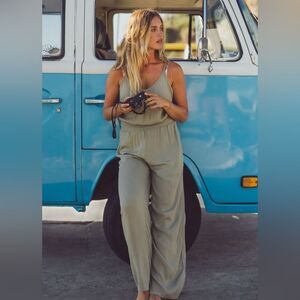 PRANA Fernie‎ Wide Leg Olive Green Jumpsuit NWT Size XS Adjustable Straps